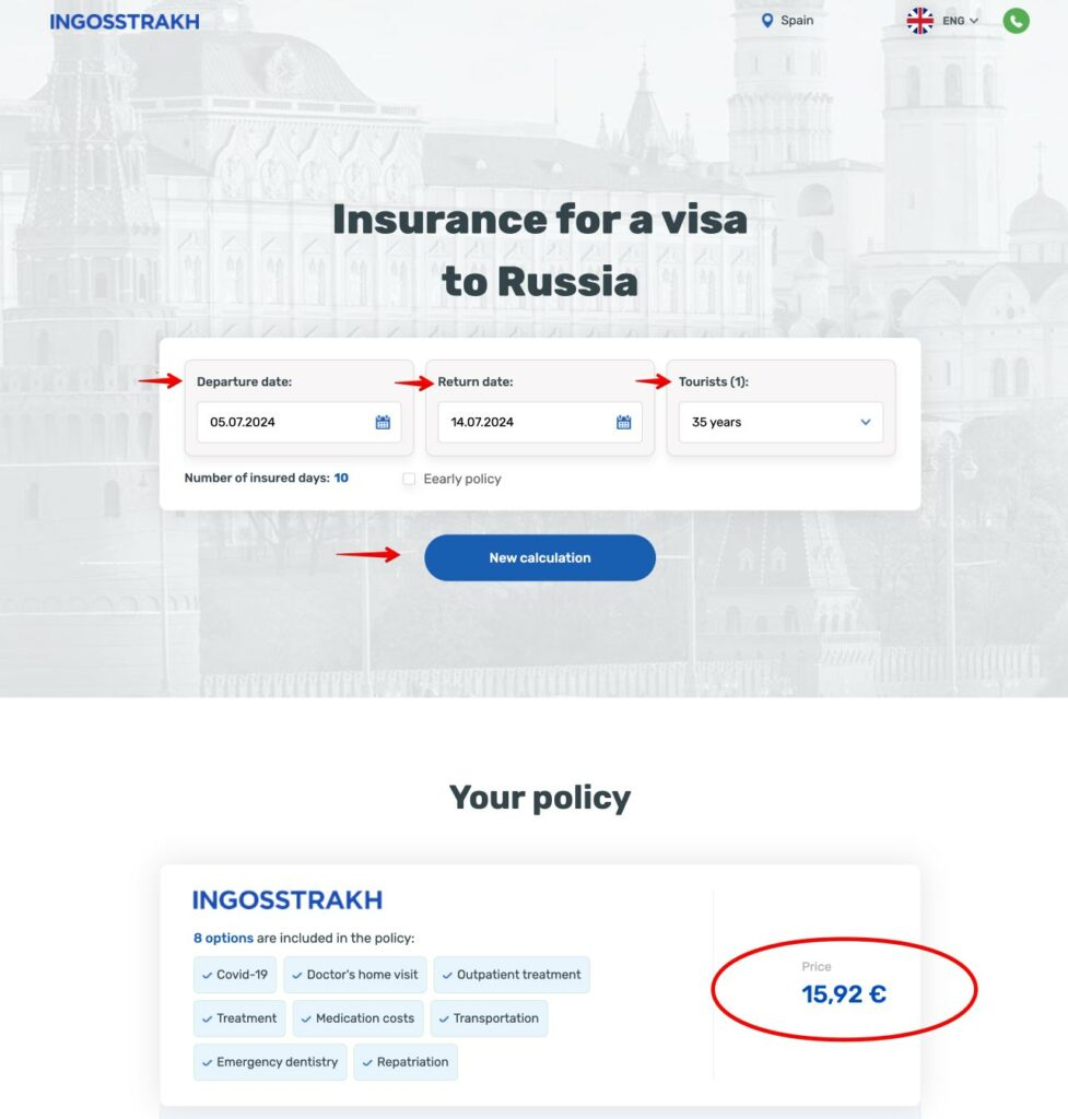 Reisi tervisekindlustus Venemaa viisale, makstes välismaiste kaartidega Visa Mastercard